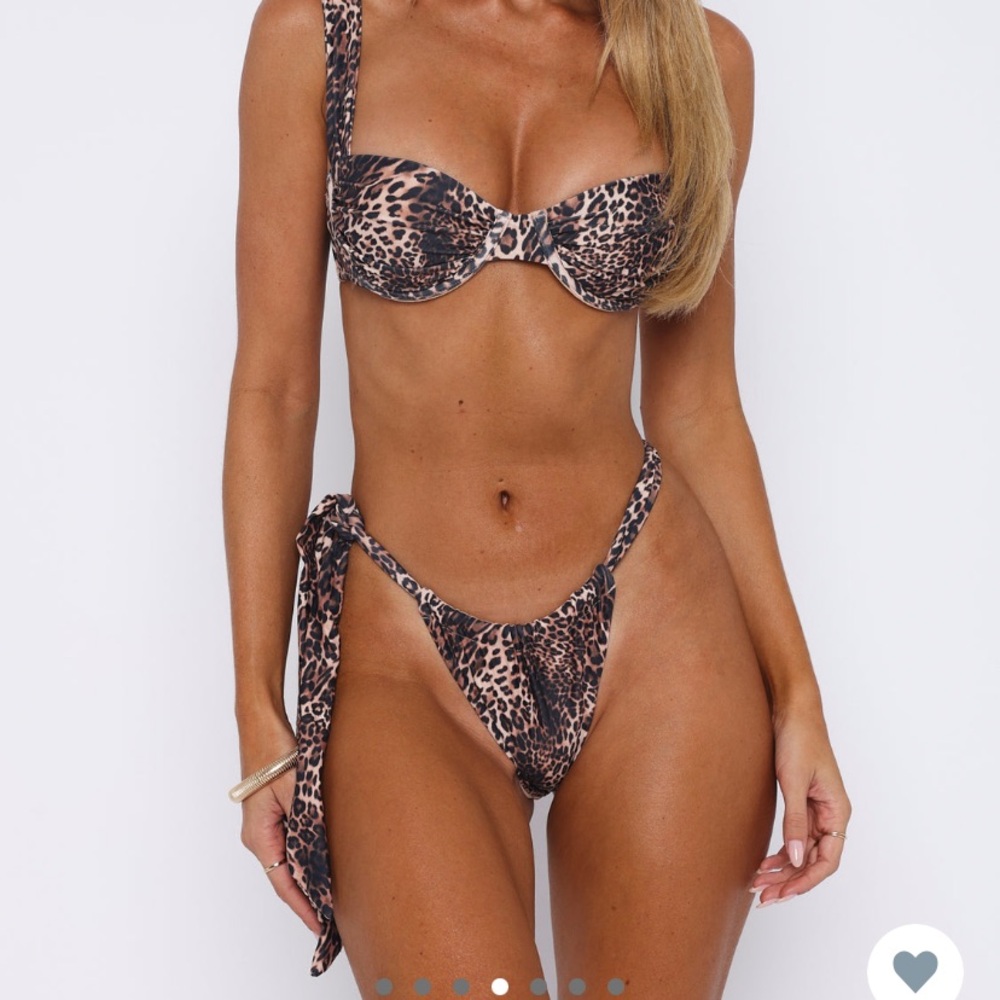 White fox cheetah bikini bottoms